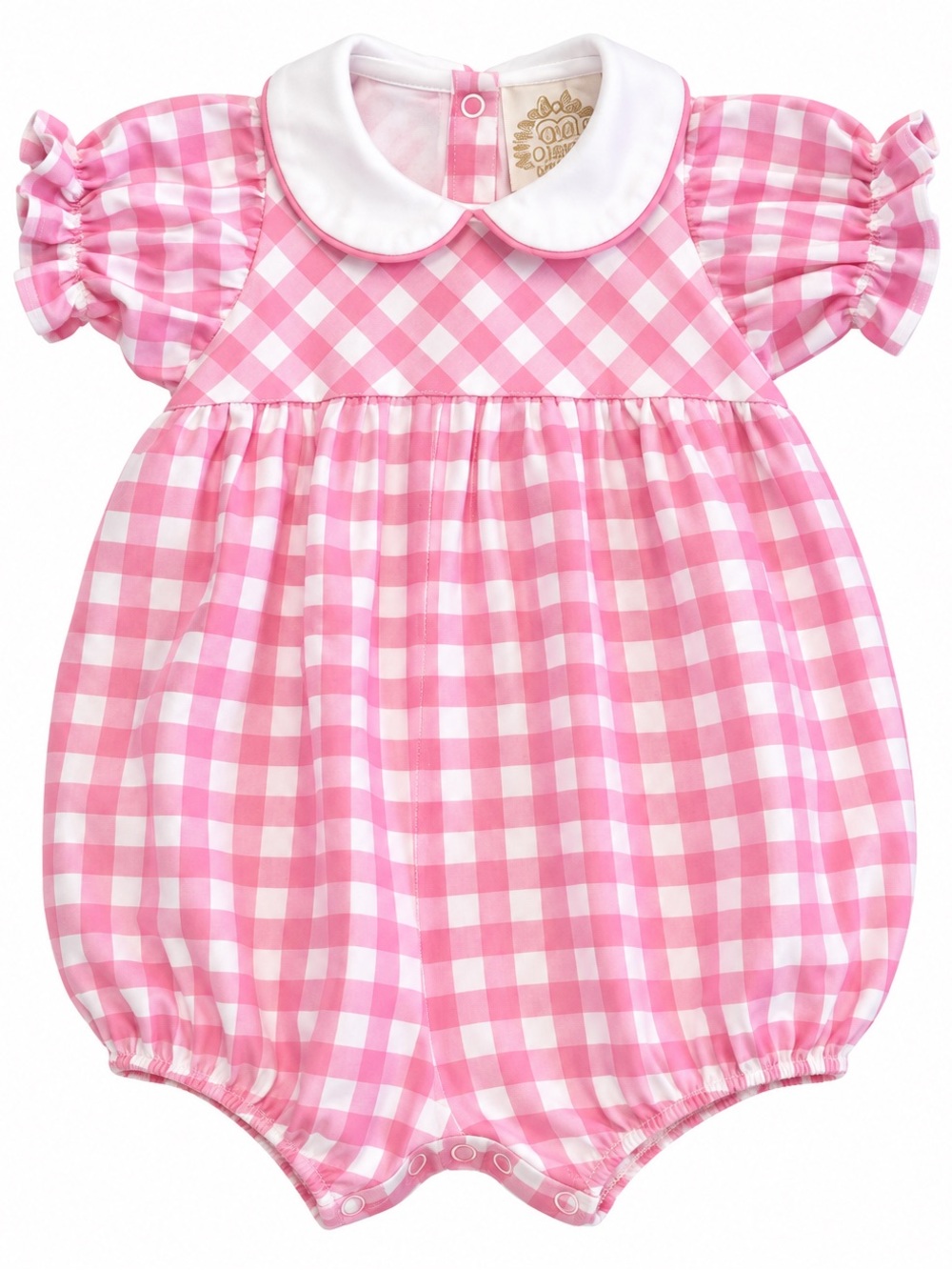 The Beaufort Bonnet Company TBBC 6-12M Pink Gingham Bubble Romper